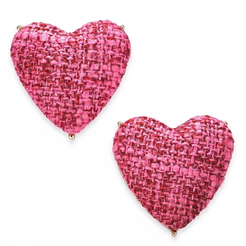 Inc Gold-Tone Tweed Heart Stud Earrings 13$